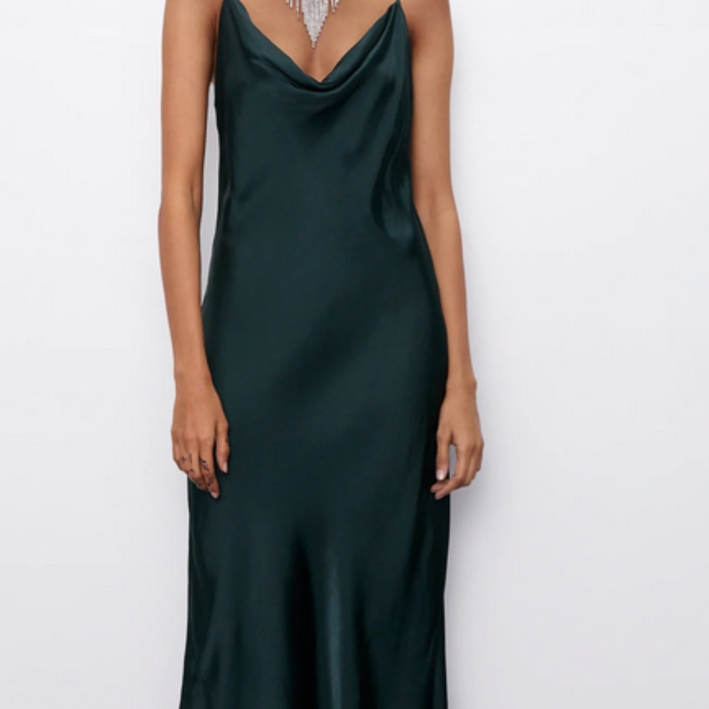Zara green slip dress